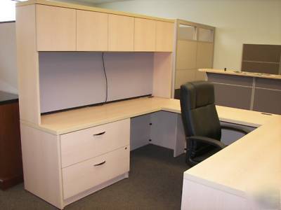 (14) artopex maple laminate wood office desk suites
