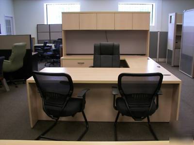(14) artopex maple laminate wood office desk suites