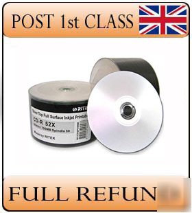 50 ritek white full face printable cd-r cdr 52X 80 min