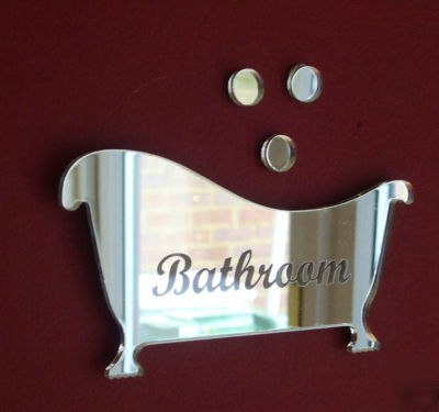 12CM engraved bath tub / bathroom mirrored door sign
