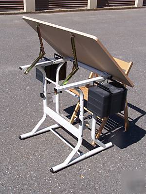 Drafting/art table with chair, wooden surface