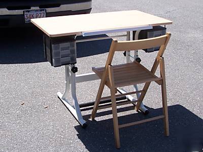 Drafting/art table with chair, wooden surface