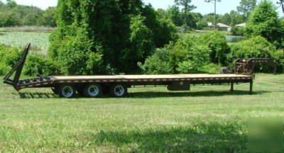 Gooseneck trailer three, triple, axle flatbed 30K 38'