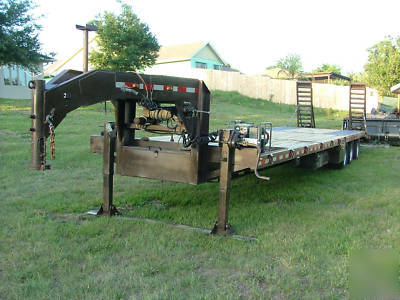 Gooseneck trailer three, triple, axle flatbed 30K 38'