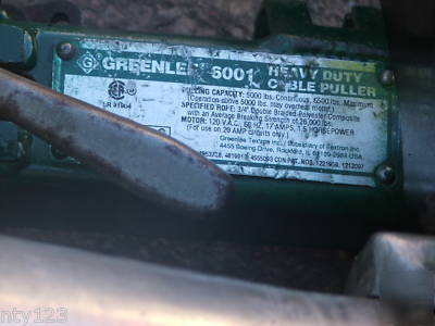 Greenlee cable puller model 6001~6500 lb cap.