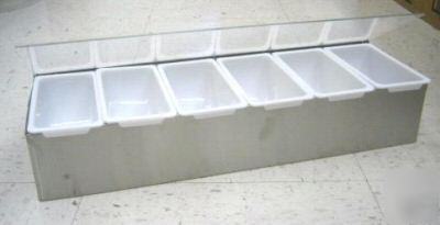 New 1 stainless steel 6 compartment dispenser bar caddy