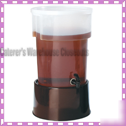 New round beverage dispenser, 5 gallon, brown base, 