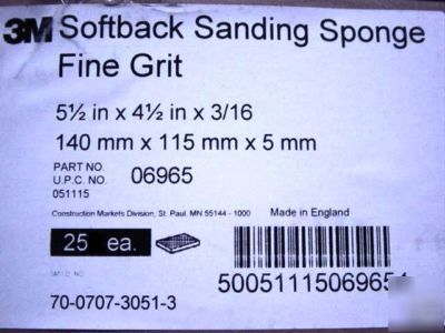 Lot of 25 - 3M softback sanding sponge, fine grit 06965