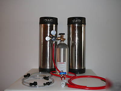 2 tap home brewing kit with two cornelius kegs