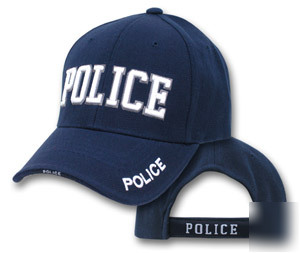 Deluxe police white embroidered hat (navy)