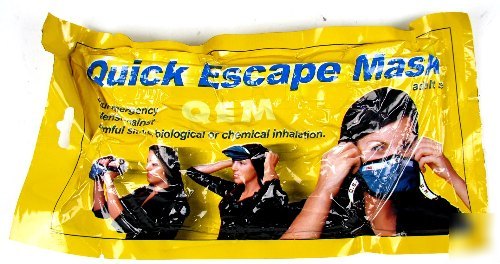 Quick escape emergency mask, smoke bio chem inhalation