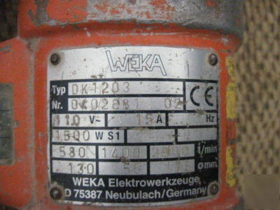 Weka DK1203 concrete core drill with attachment