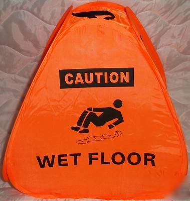 New lot of 6 collapsible caution wet floor cones, 