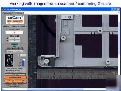 On-screen measurement software for cameras and scanners