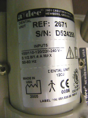 A-dec 2671 cascade duo delivery cart (3 handpiece) adec