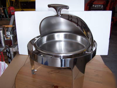 New * 6-qt round roll top chafing dish chafer warmer 