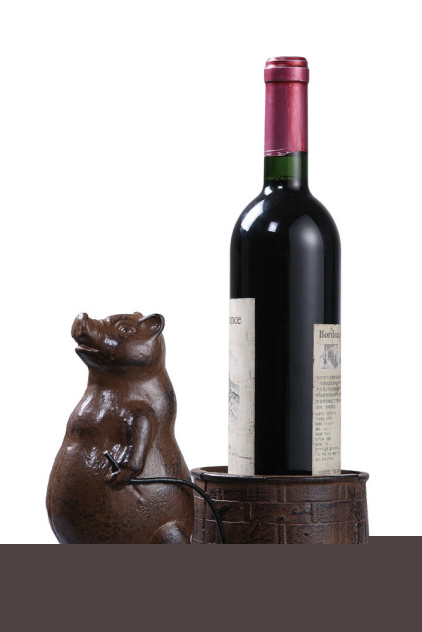 Wine butler cast iron pig wheelbarrow old rusty fnsh