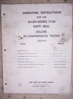 1940S allen electric 17-02 safti seal tester manual p