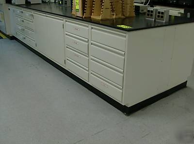 Laboratory cabinets 14â€™ long section electric & tops