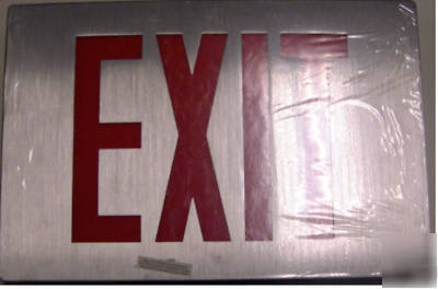 New emergency exit sign , brushed alumninum, red led