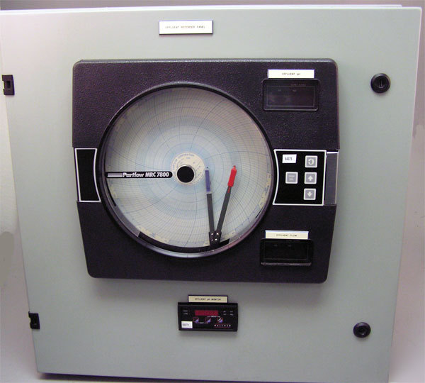 Partlow mrc 7800 two pen circular chart flow recorder