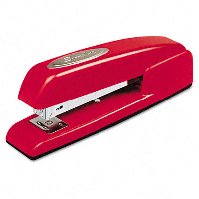 747 business full strip desk stapler 20 sht cap rio red
