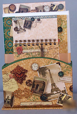 Cute eiffel paris gift box with pads notecards notebook