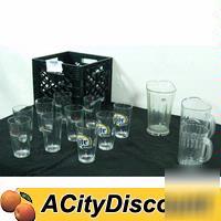 Lot of 10 beer pint glasses & 3 beer beverage pitchers