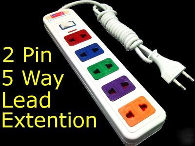 New 5 way euro 2 pin switch plug socket 1.5 meters lead 