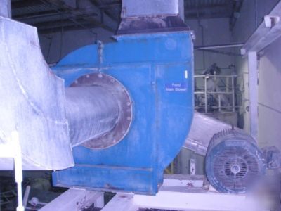 Rotary drum dryer system, blower, baghouse and cyclone