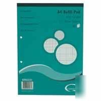 Pack of 10 A4 2 /10 / 20 mm square 80 sheet refill pads