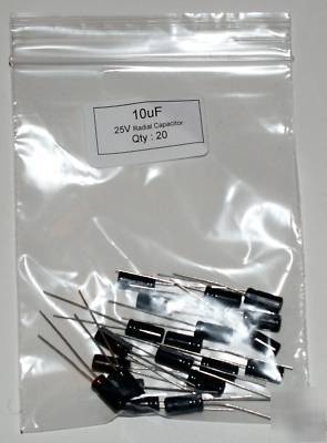 10UF 25V radial electrolytic capacitor pack miniature 