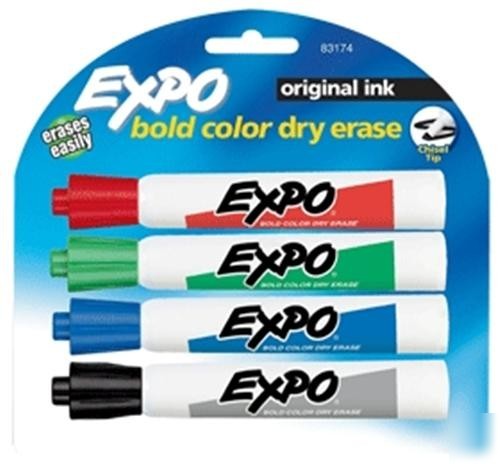 24 expo assorted dry erase chisel tip board markers