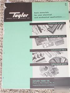 Vtg taylor fibre laminated plastics catalog-asbestos
