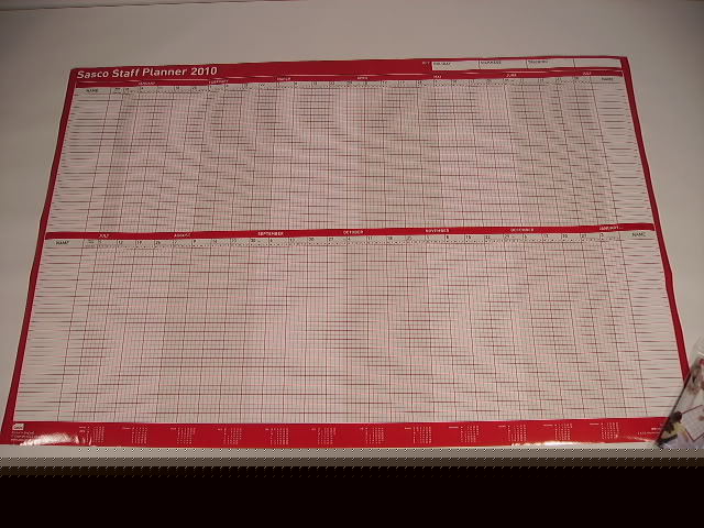 Sasco large 2010 staff mounted wall year planner