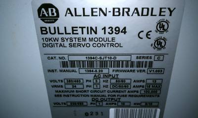 Allen bradley 1394-SJT10-d series c 10KW servo control