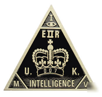 British intelligence agent 007 badge