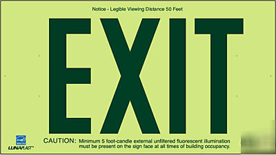 Glow in the dark exit sign, photoluminescent, box of 10
