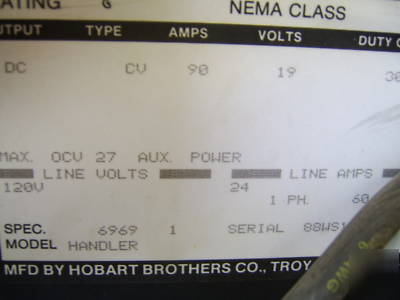 Hobart handler 6969 mig welder 120VOLT 90AMPS wire feed