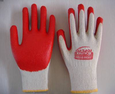 100 pairs string knit red latex palm coated work gloves