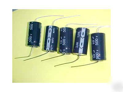 10UF @ 500V axial leaded electrolytic capacitors:qty=5