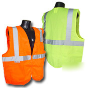 Econ. class ii 2 traffic safety vests, grn or org 24/cs
