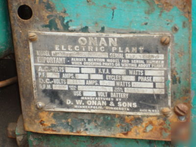 2 antique onan gas powered generators-115V-600W-5.2AMP-