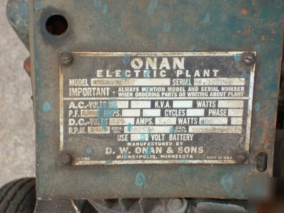 2 antique onan gas powered generators-115V-600W-5.2AMP-