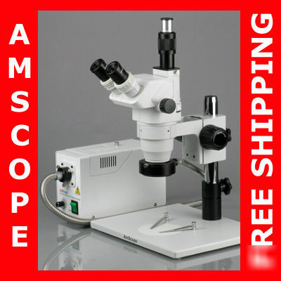 3.35X-45X stereo zoom microscope + fiber optic light