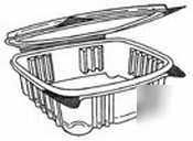 Clear plastic food container with hinged lid - 24 oz
