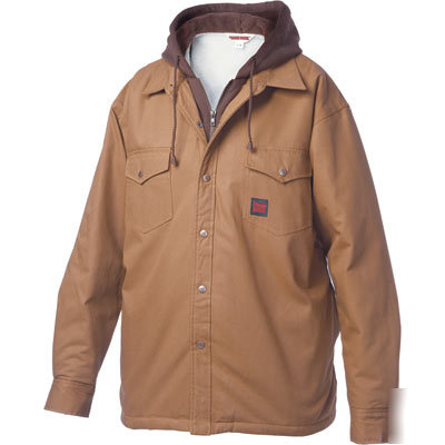 Tough duck shirt w hood - x-l, brown
