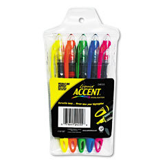 Highlighter, micro-chisel tip, pen style, pocket clip, 