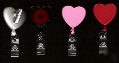 Lot/100 heart shape badge reels swivel clamp id holders