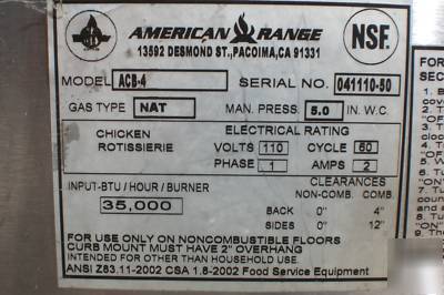 American range acb 4 chicken rotisserie 